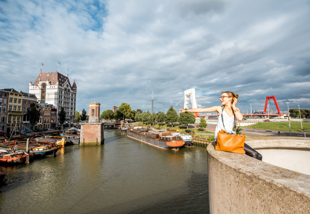 Woman traveling in Rotterdam