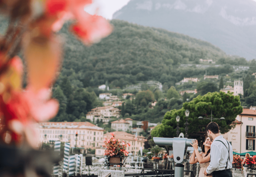 Young happy couple at Nesso, Lake Como