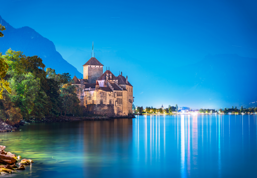 Chillon Castle on Lake Geneva, Switzerland