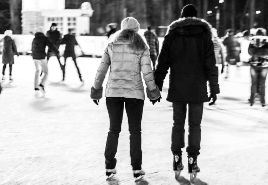 Skating on an ice rink