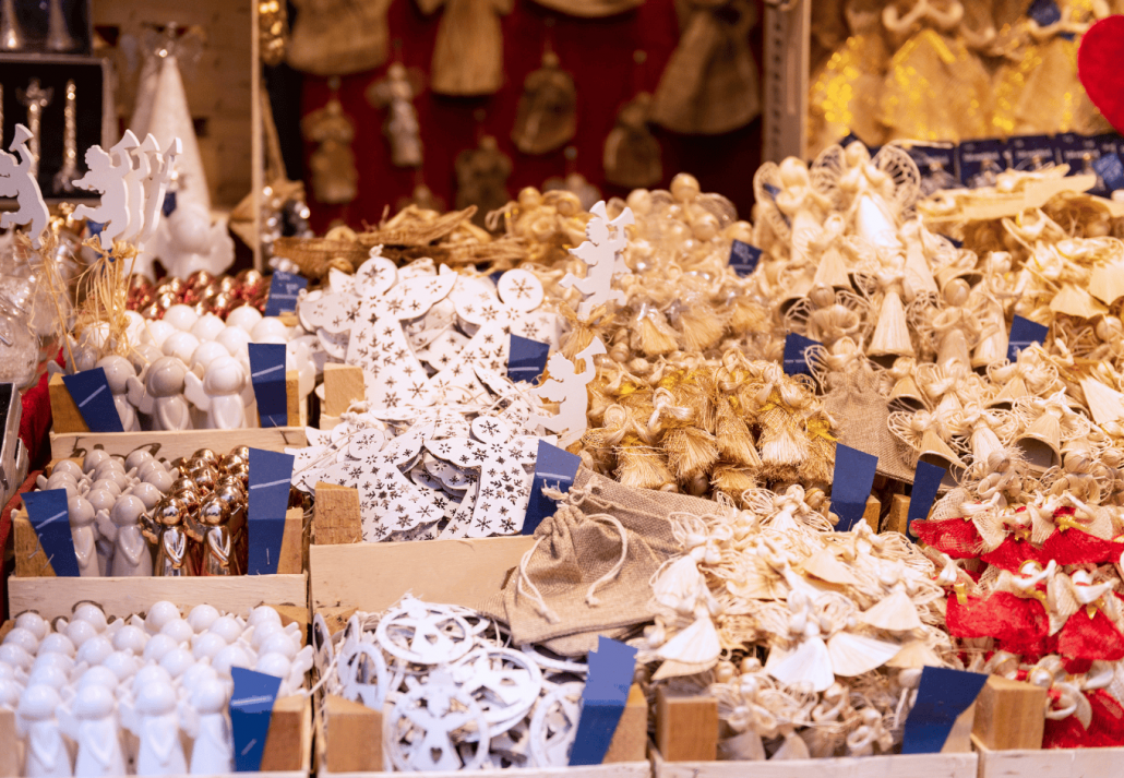 Stalls of the Xmas market, SF, December Christmas celebration